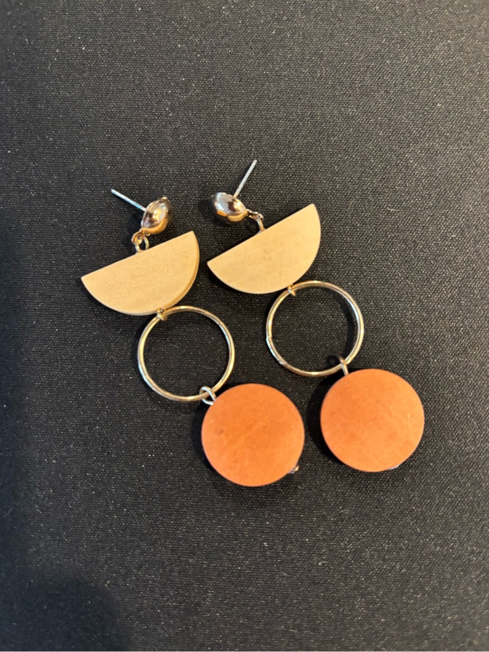 Wooden tan dangle earrings